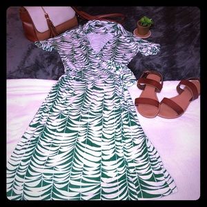 White and green banana republic wrap dress